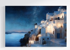 Vászonkép Canvas Tájkép Görögország Sziget Santorini Város Éjszaka 120x80