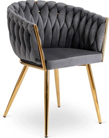 Fonott bársony szék szürke színben, CAPI