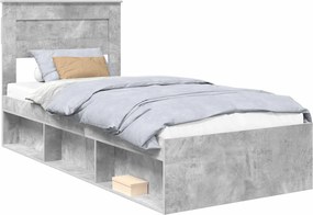vidaXL Ágykeret fejtámlával Beton Szürke 100 x 200 cm Tömör fenyőfa