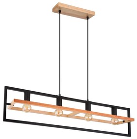 Globo 15575-4H - Kábellel függesztett ERICA csillár 4xE27/40W/230V fekete/bézs