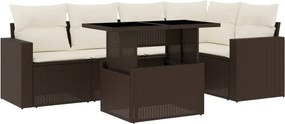 vidaXL 6 részes barna polyrattan kerti ülőgarnitúra párnával