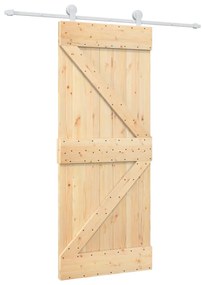 Tömör fenyőfa tolóajtó fémszerelék szettel 85x210 cm