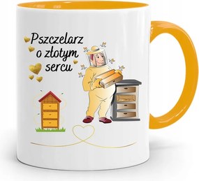 Sárga Bögre Arany Szívű Méhésznek Ajándék fényképes nyomattal