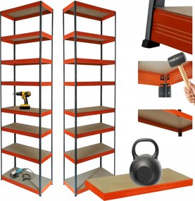 Tárolószekrény fém állvány Helios 270x40x40cm 8Px175kg Tömör