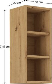 Felső nyitott szekrény, artisan tölgy, MONRO 30 G-72 OTW
