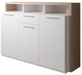 Komód LEBY sonoma tölgy/fehér