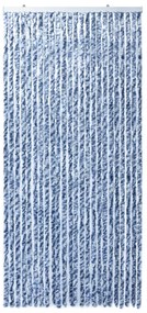 kék, fehér és ezüstszínű zsenília rovarfüggöny 100 x 220 cm