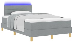 Boxspring Ágy Matraccal és LED Fénnyel, Szürke, 120x200 cm