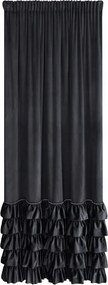 Carli szalagfüggöny 140x250 Eurofirany bársony fekete fodros