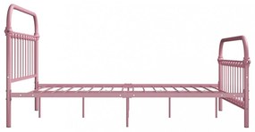 rózsaszín fém ágykeret 120 x 200 cm