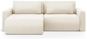 Bézs bársony kinyitható tárolóhelyes sarokkanapé Belfast – Cosmopolitan Design