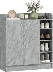 HOMCOM cipős szekrény 4 rekesszel – 12 pár tárolásához, 83 x 30 x 90 cm | Aosom