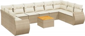 vidaXL 11 részes bézs polyrattan kerti ülőgarnitúra párnákkal