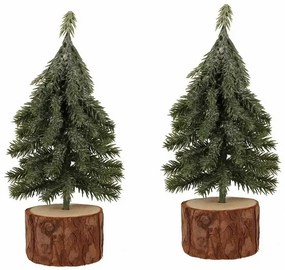 Karácsonyi dekoráció Fa egy tuskón, 19 cm, 2 db-osszett