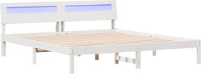 vidaXL Ágykeret fejtámlával Fehér 180 x 200 cm Tömör fenyőfa