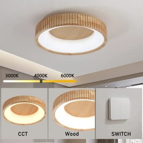 Brilagi - FALCON WOOD MODERN LED mennyezeti lámpatest, 30 W, 230 V, Ø 45 cm, fa