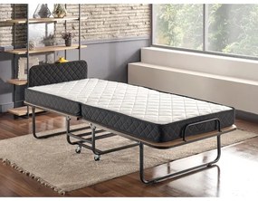 Összecsukható fém egyszemélyes ágy matraccal HERON 90x204 cm fehér