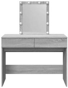 szürke sonoma színű fésülködőasztal LED-del 100 x 40 x 130 cm