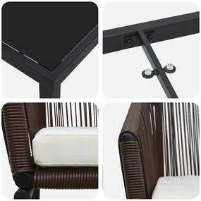 5 Részes Kerti Étkező Szett - Barna Poly Rattan