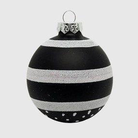 Stripe and dots kézzel festett üveg karácsonyi gömb szett 6*7cm