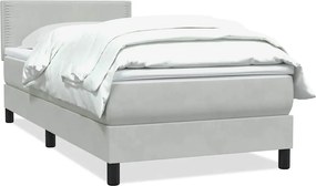 vidaXL világosszürke bársony rugós ágy matraccal 80x210 cm