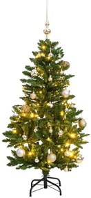 csuklópántos műkarácsonyfa 150 LED-del és gömbökkel 150 cm