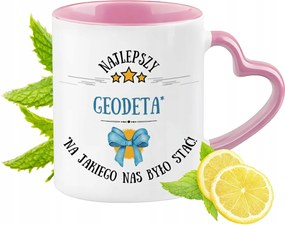 Geodéta Bögre Rózsaszín Szív Alakú Füllel Kávé Ajándék