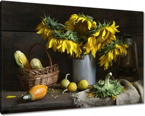 Vászonkép 100x70 Napraforgók vázában