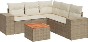 vidaXL 6 részes bézs polyrattan kerti ülőgarnitúra párnával