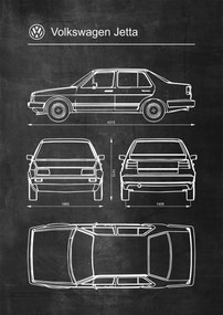 Poszter Volkswagen Jetta Retro Patent Séma