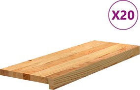 vidaXL 20 db tömör tölgyfa világosbarna lépcsőfokok 70x25x2 cm