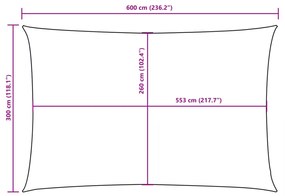 krémszínű téglalap alakú oxford-szövet napvitorla 3 x 6 m