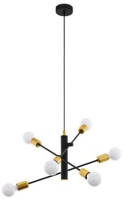 Eglo 79453 - Csillár zsinóron SAN ROBERTO 6xE27/60W/230V fekete/arany