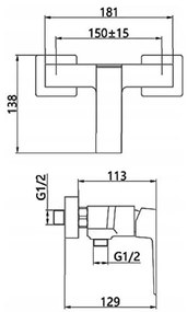 Invena Paros, falra szerelhető zuhanycsaptelep, króm, BN-09-001-A