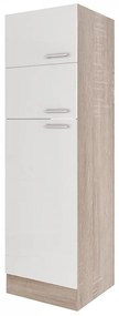 Yorki 60-as felülfagyasztós hűtős kamra szekrény sonoma tölgy korpusz selyemfényű fehér fronttal