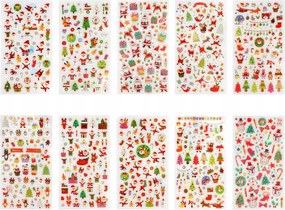 3D karácsonyi matricák karácsonyra hó tél 10 db-os lap szett