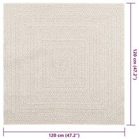 ZIZUR krém juta hatású beltéri és kültéri szőnyeg 120x120 cm