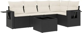 vidaXL 6 részes fekete polyrattan kerti ülőgarnitúra párnákkal