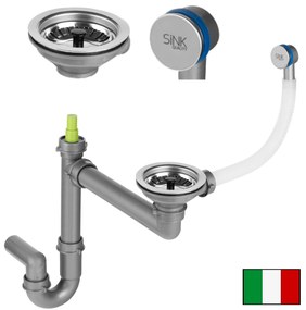 SINK Quality Mosogató Quality Ferrum 40, konyhai gránit mosogató 400x500x195 mm + szifon, fekete, SKQ-FER.C.1K40.X