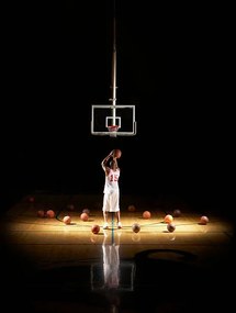 Művészeti fotózás Basketball player shooting free throw, D Miralle, (30 x 40 cm)