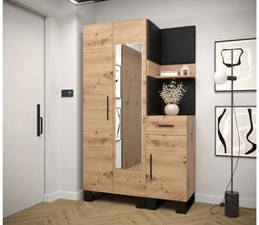 Előszobabútor Amanda 16 (artisan tölgy + fekete öko-bőr). 1086000