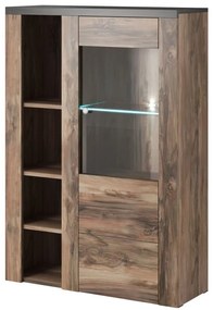 LEONOR polcos szekrény ajtókkal - szatén nussbaum / touchwood