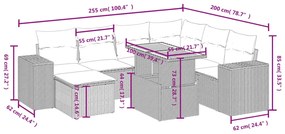 8 részes bézs polyrattan kerti ülőgarnitúra párnával