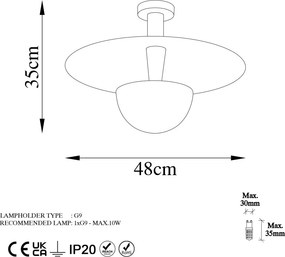 Kurt 13355 réz fém függőlámpa, Ø48 cm