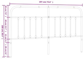 fehér fém fejtámla 180 cm