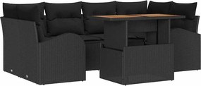 vidaXL Kerti Kanapé Szett párnával 7 pcs Fekete