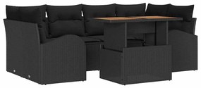 vidaXL Kerti Kanapé Szett párnával 7 pcs Fekete