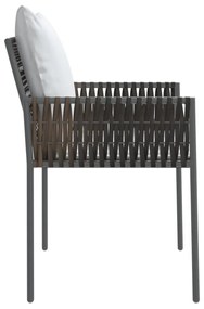 2 db barna polyrattan kerti szék párnával 54 x 61 x 83 cm