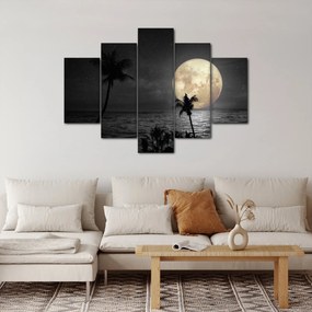 Kép - A strand a telihold alatt szürke tónusokkal (150x105 cm)
