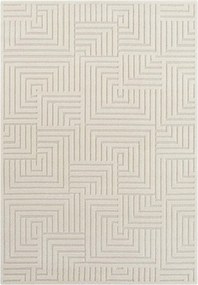 Nappali szőnyeg 120x170cm, modern krémszínű 3d szőnyeg, labirintus minta